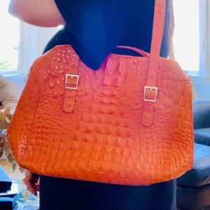 Orange leather embossed purse